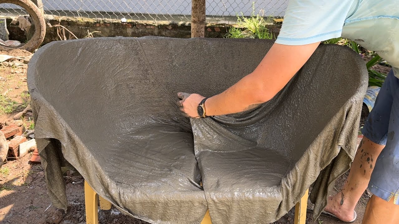 Amazing Cement Idea! DIY Garden Sofa Easily from Cement fabric and Plastic chair