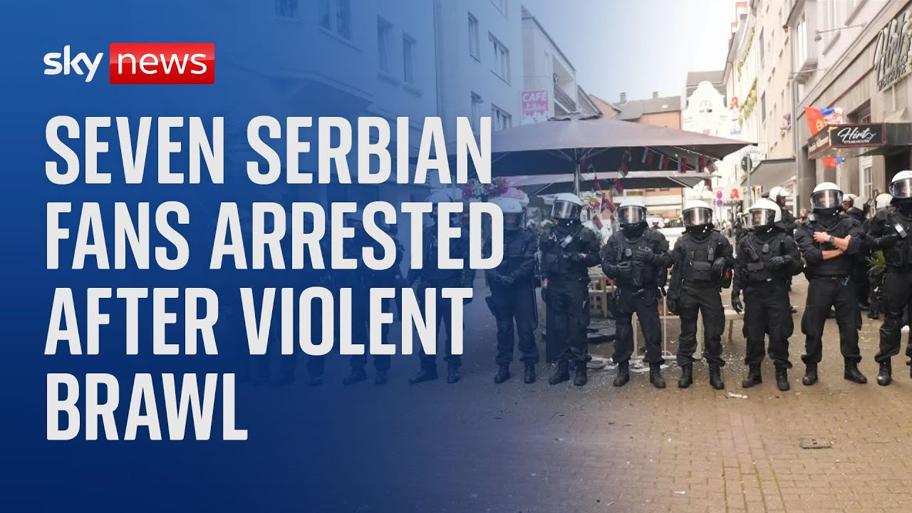 Seven Serbian supporters arrested over brawl before England v Serbia match