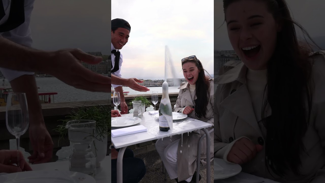 Uncorking the Jet d’Eau in #Geneva! ⛲ 🍾