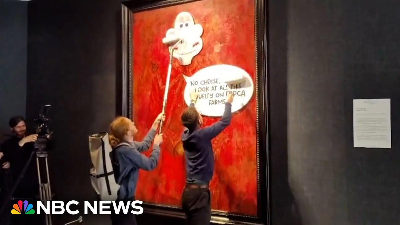 WATCH: Animal rights activists deface portrait of King Charles III