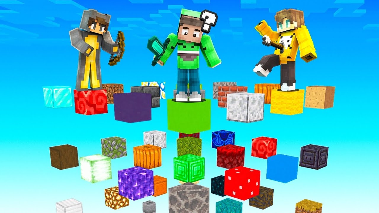 3 Friends on a 1v1v1 SKYGRID BATTLE! (Minecraft)