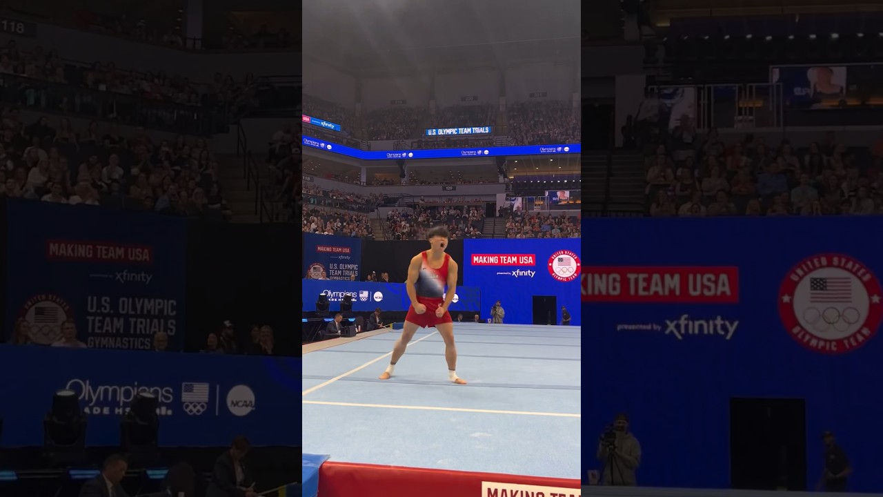 Asher Hong’s celebration 🔥🔥🔥 #gymnast #gymnastics #sports #olympics #olympic #athlete #tumbling