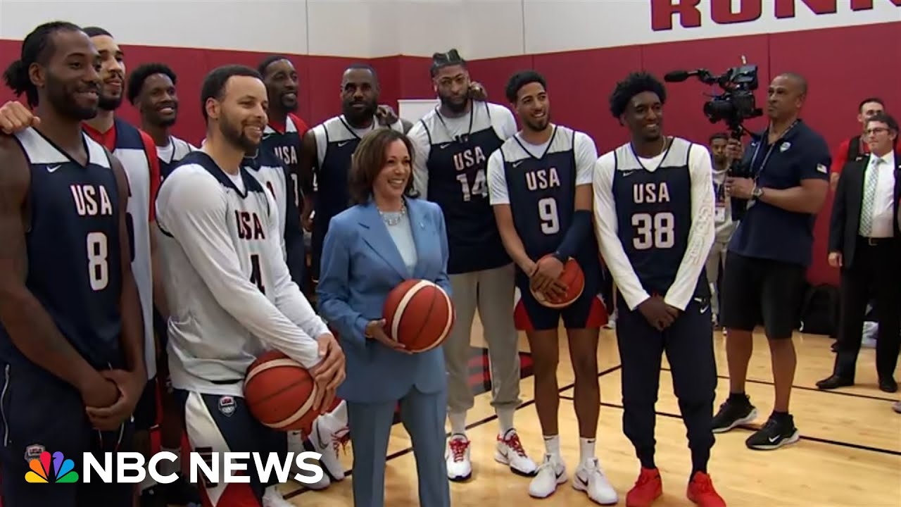 ‘Bring back that gold’: Harris meets with U.S. men’s Olympic basketball team
