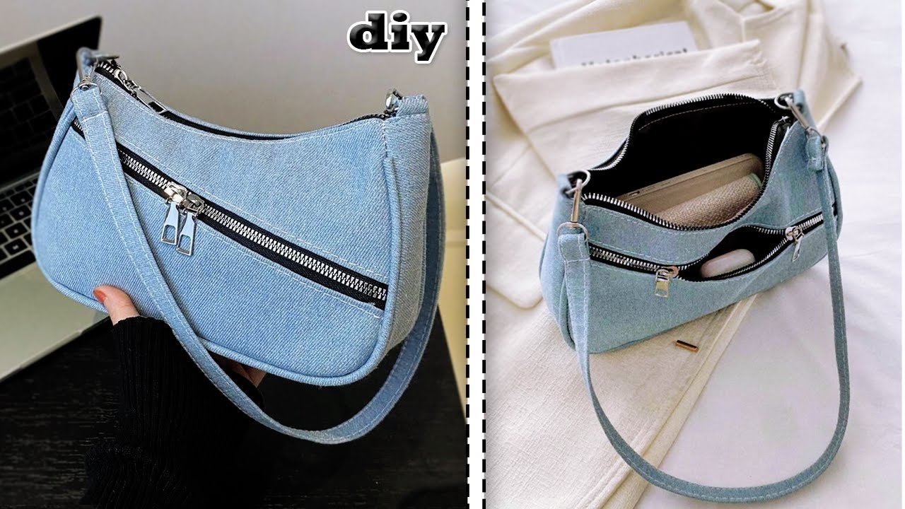 DIY Denim Jeans Purse Bag Idea from cloth at Home Making