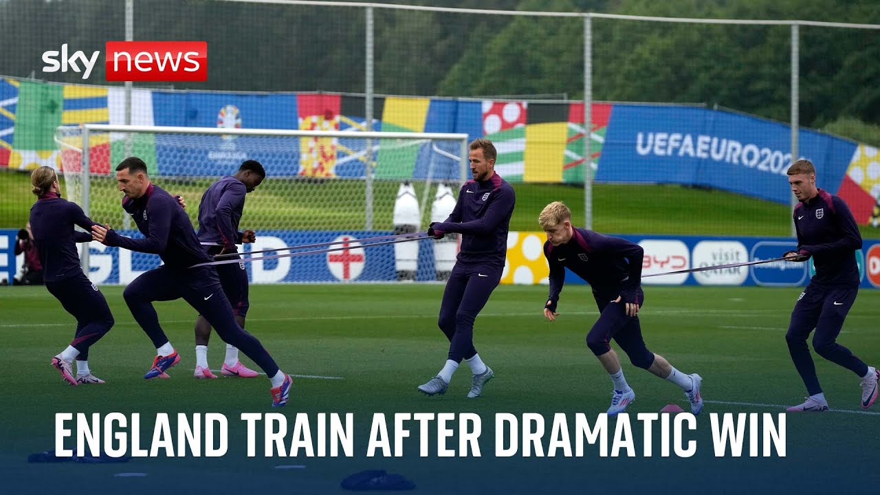 England team train after dramatic Euro 2024 victory over Slovakia