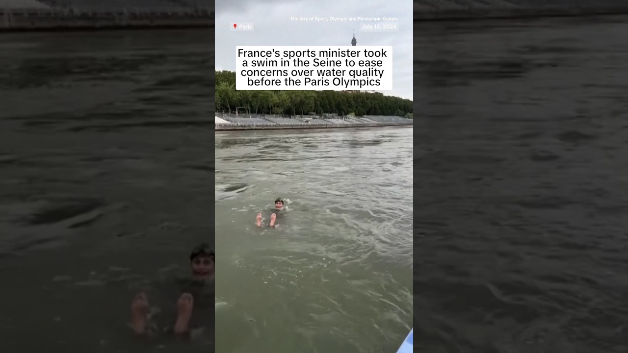 French sports minister takes a dip in River Seine weeks amid pollution concerns ahead of Olympics