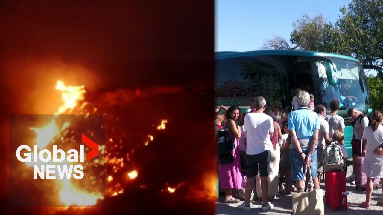 Greece wildfire: Tourists return to hotels on Kos island following overnight evacuation