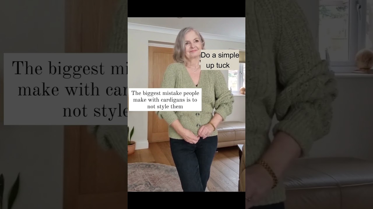 how to not look frumpy in a cardigan #fashion #shorts28 #shortsviral #styleover50 #fashionhacks
