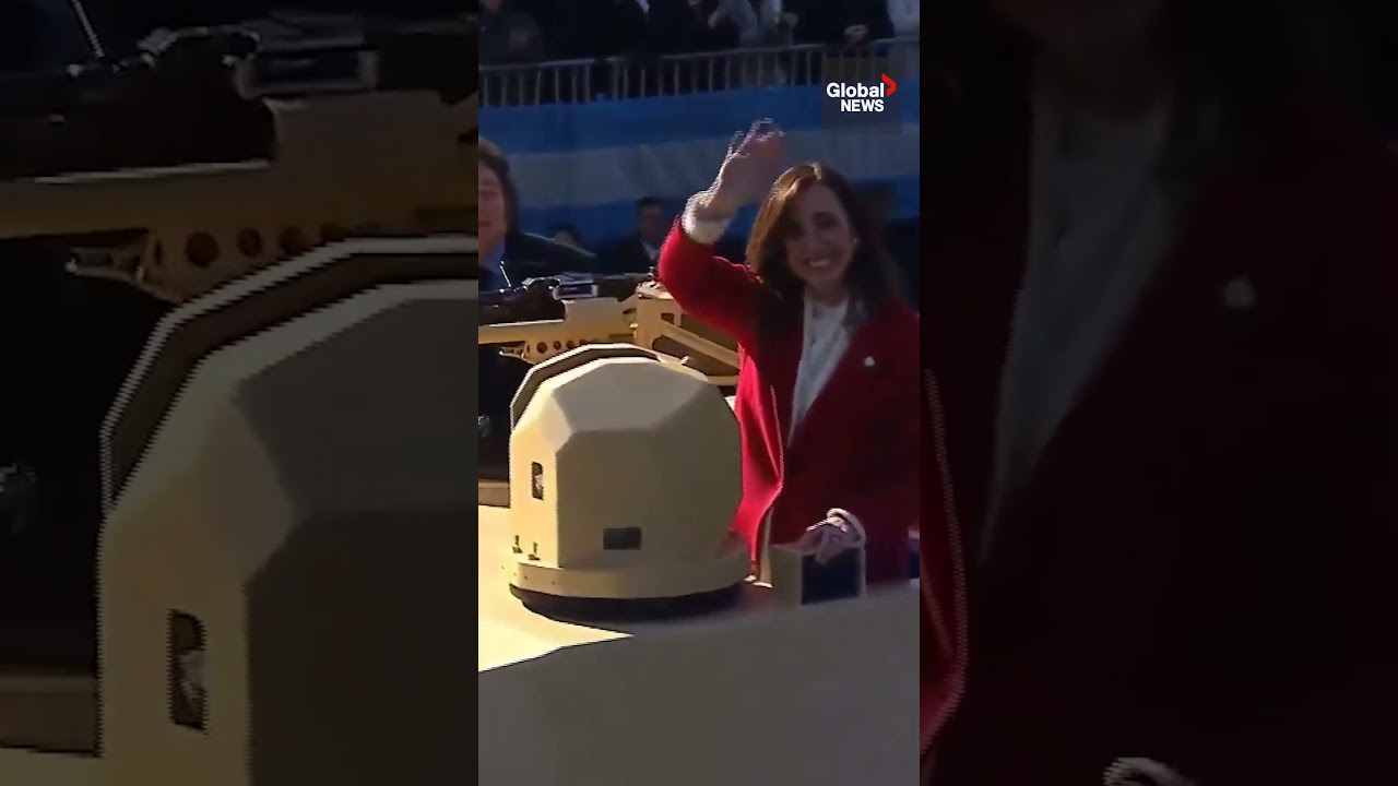 Javier Milei rides in tank at Argentina’s independence day parade