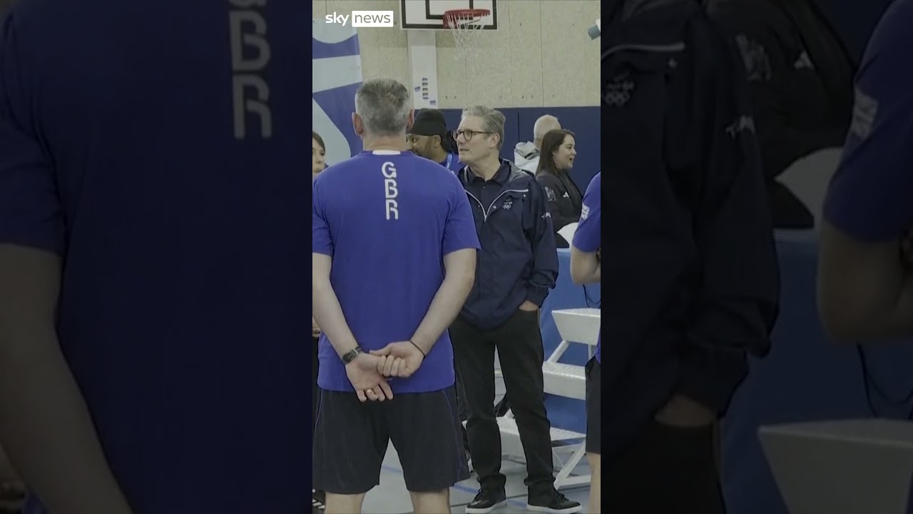 Keir Starmer wore his own Team GB Adidas jacket as he met British athletes training in Paris.
