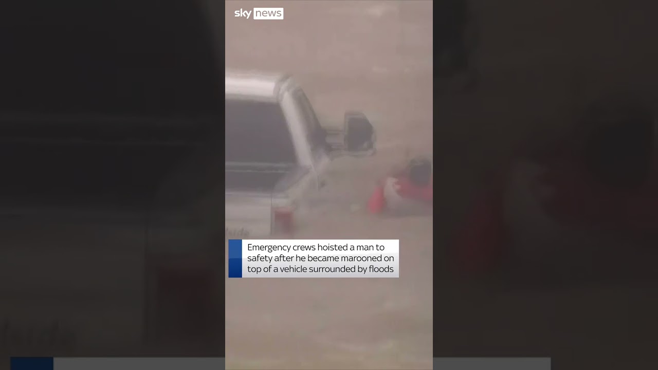 Man hoisted to safety after becoming trapped on top of truck as a result of Hurricane Beryl