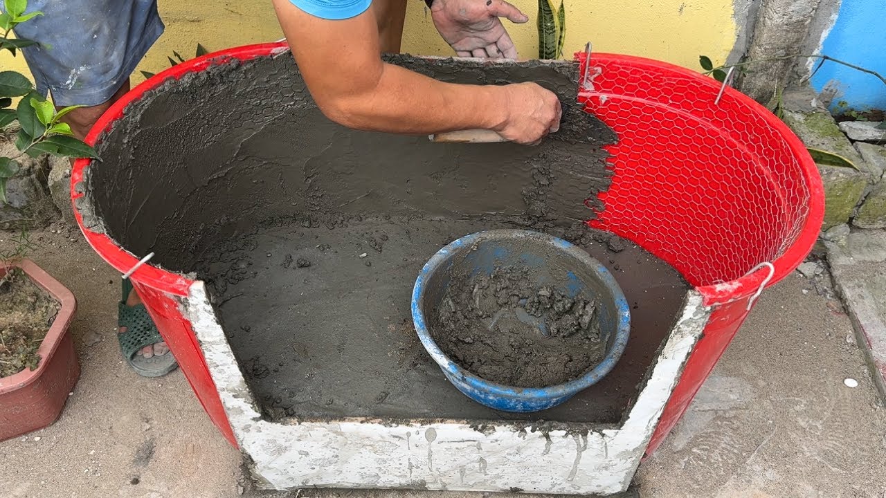 Masterpiece from Cement and Big bucket // Great garden decoration ideas for you