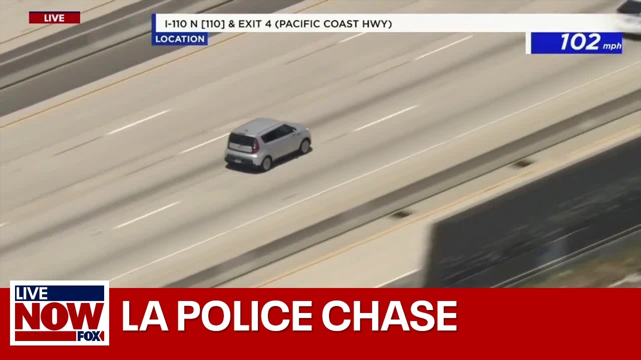 POLICE CHASE: High-speed 100+ mph pursuit ends with 5 suspects fleeing Kia Soul | LiveNOW from FOX