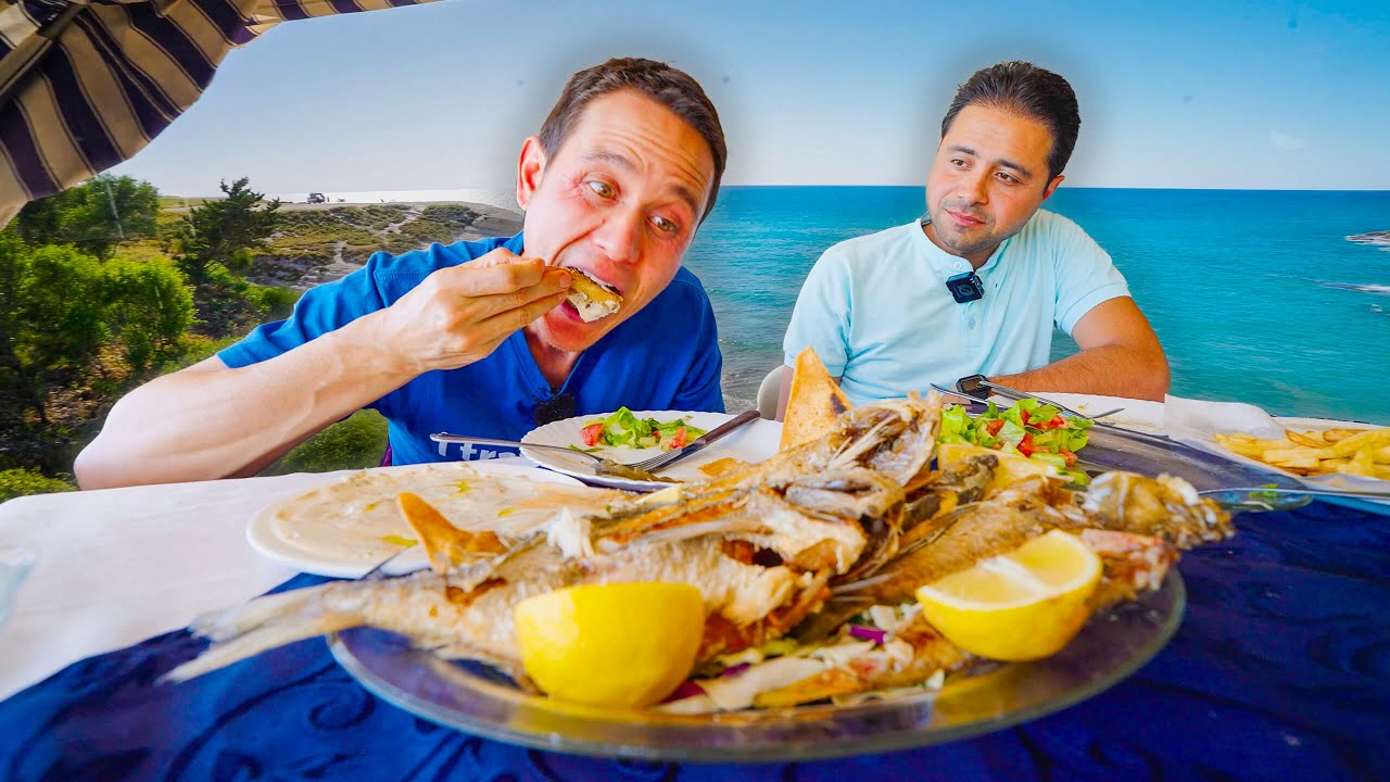 Seafood in Syria!! 🐟 FRIED FISH + Million Dollar View – Mediterranean Sea, Syria!!
