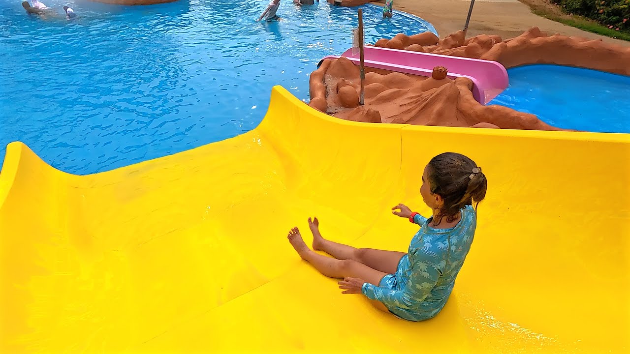 Small Yellow 🌝 Water Slide 💦 at Splash Jungle Phuket 🇹🇭