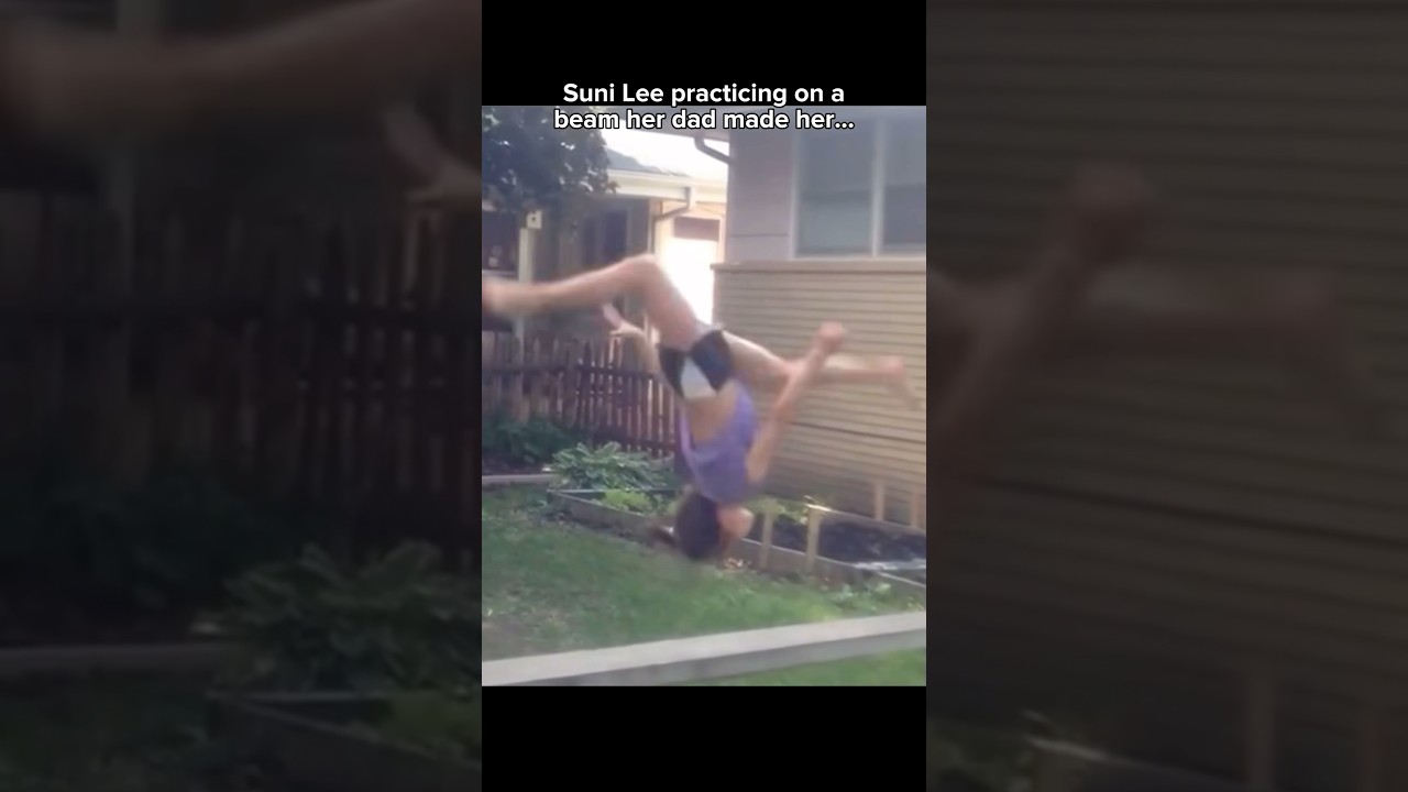 Suni Lee trained on a beam her dad made her 🥹 #gymnast #sunilee #gymnastics #olympics #olympic