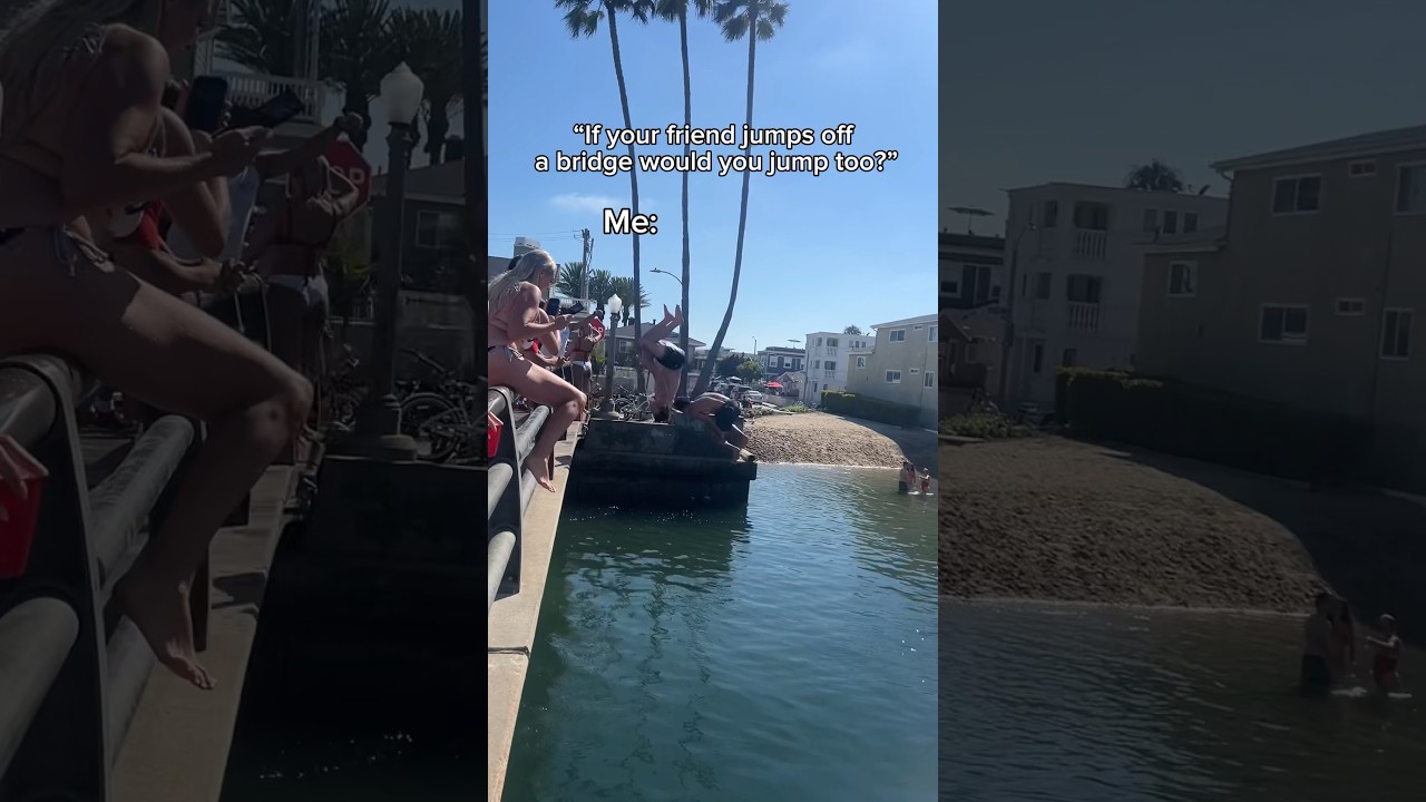 The first flip was INSANE 🤯 #gymnast #gymnastics #fail #fails #friends #dive #cliffdive #newport