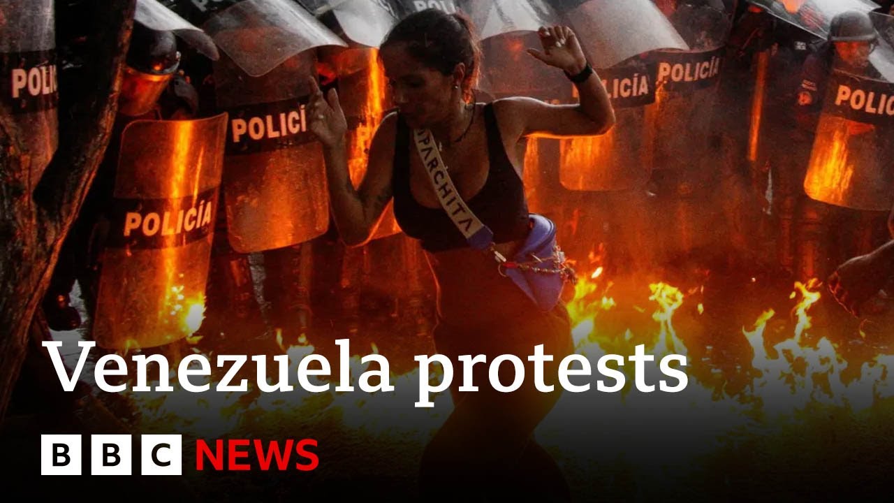 Venezuela: Protestors clash with police after disputed election result | BBC News