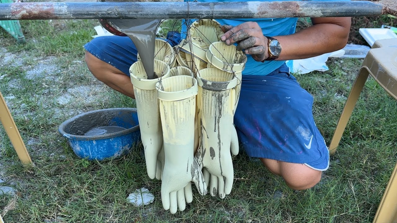 Amazing making Coffee table and Flower pots from Cement and Rubber gloves, Unique & Creative