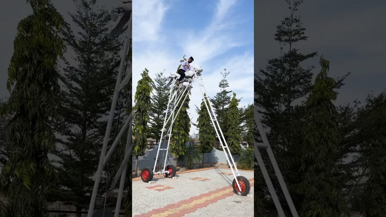 At least you can see if there’s traffic ahead…😂 #bike #tall #funny