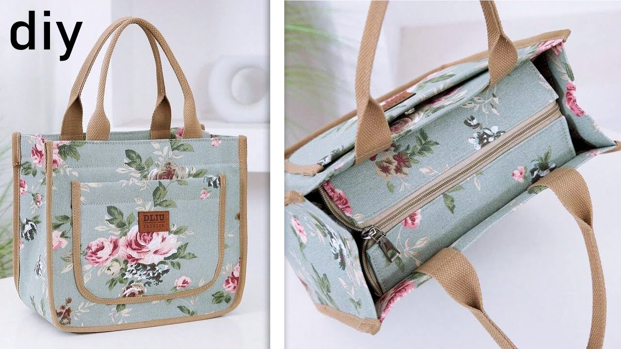 DIY Floral Cloth Bag Making | Zipper Lunch Box Bag Idea Another Way to Sew