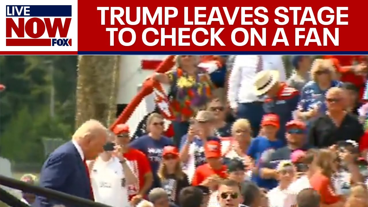Donald Trump leaves protective barrier and checks on rally goer who passed out | LiveNOW from FOX