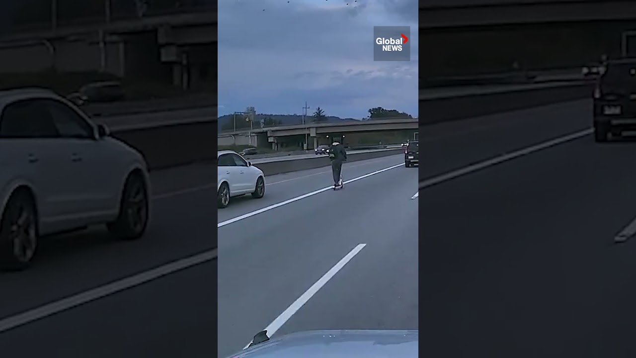 E-scooter spotted in fast lane of BC’s Hwy 1 🛴 #DangerousDriving