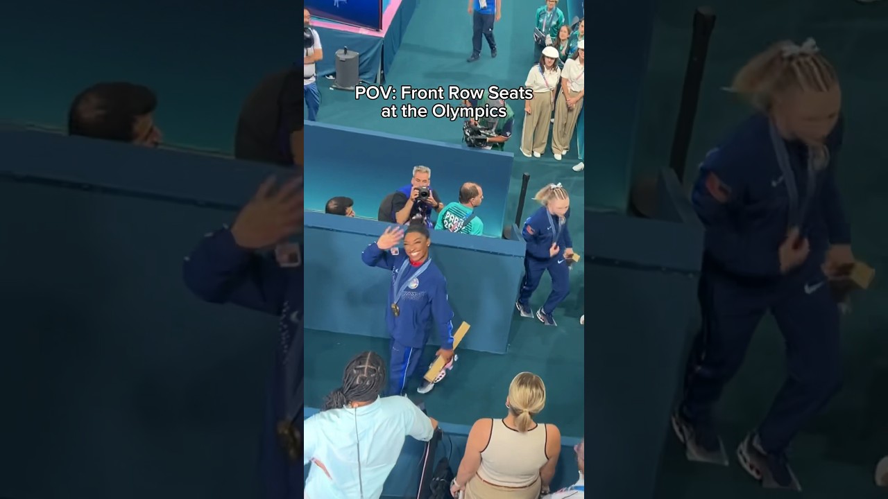 Front row to watch Simone Biles and Stephen Nedoroscik kill it! 🇺🇸 #olympics #gymnastics #sports