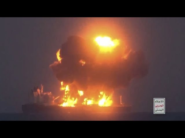 Greek-flagged oil tanker on fire and appears to be adrift in Red Sea