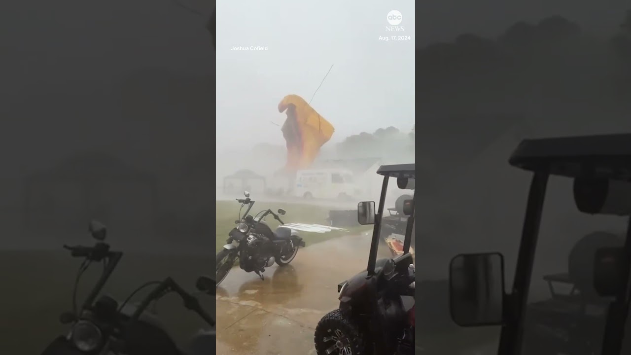 Inflatable slide goes flying as severe storms hit Alabama
