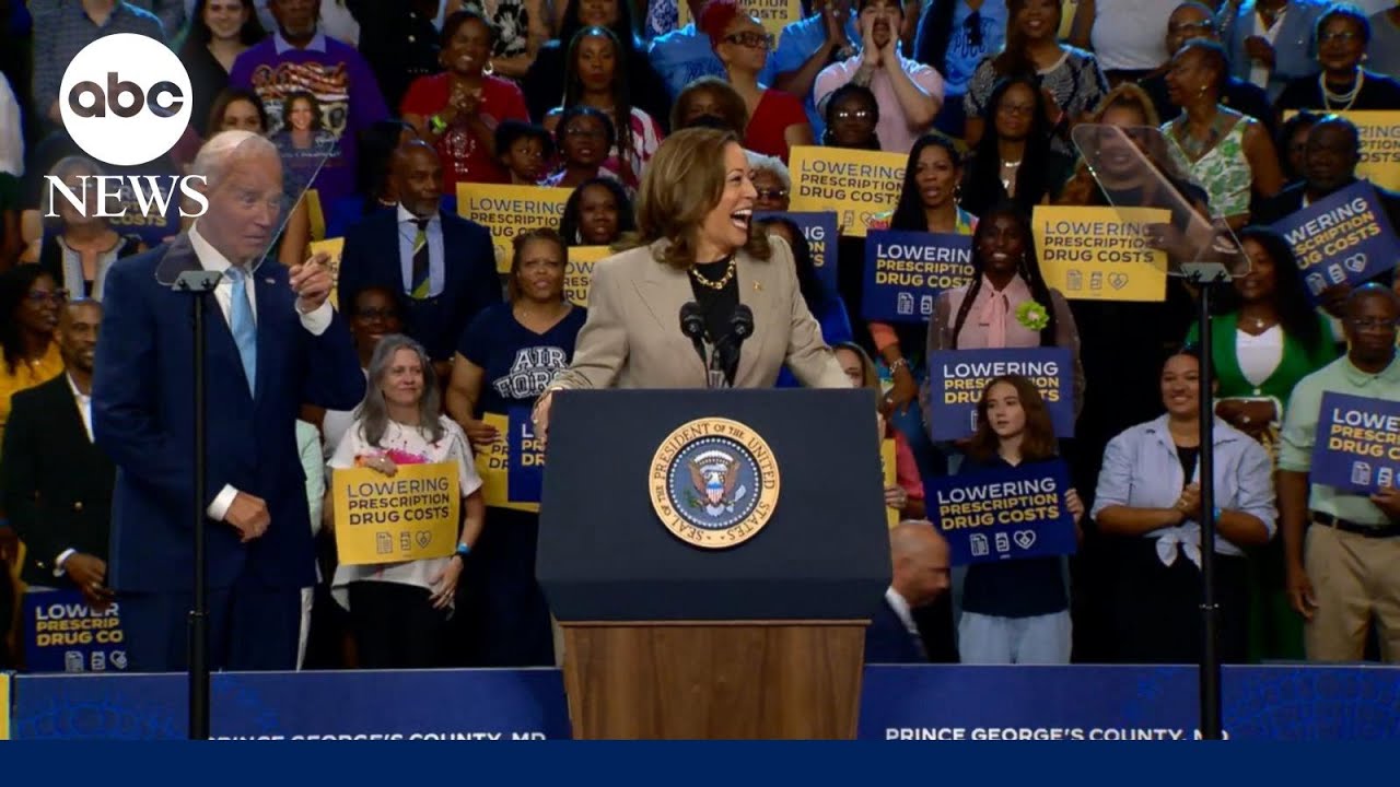 Joe Biden and Kamala Harris hold first joint event since Biden dropped out