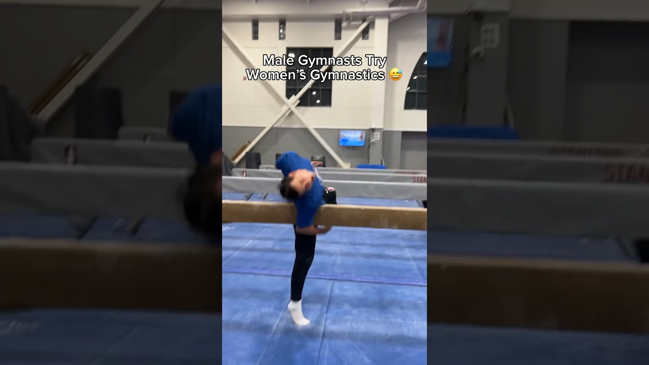 Male gymnasts try beam 😅 #gymnastics #sports #beam #fail #olympics #gymnast #fails #olympic #sport