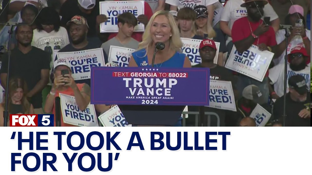 Marjorie Taylor Greene says Trump ‘took a bullet for you’ at Atlanta rally | FOX 5 News