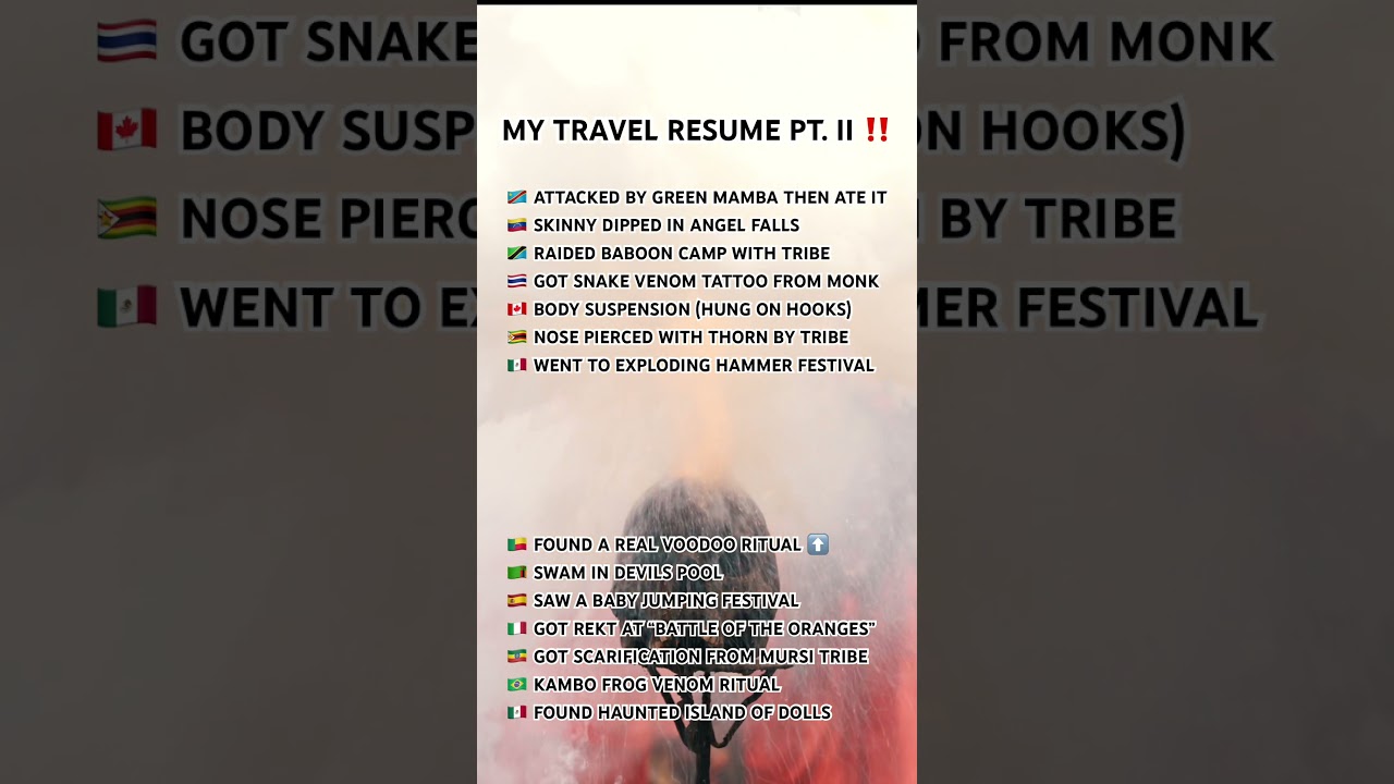 My Insane Travel Resume Pt. 2