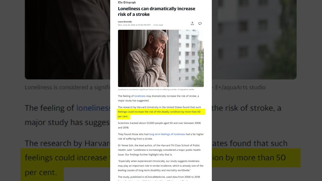 Study: Lonely People Die Young!