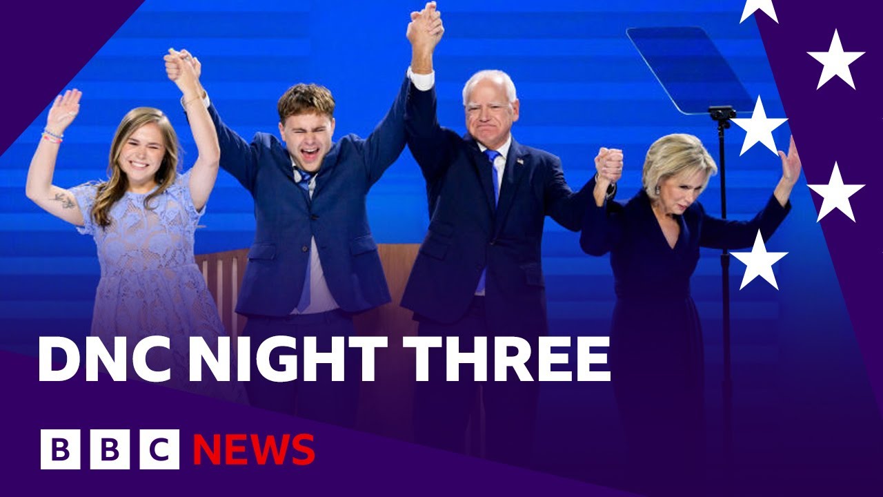 Tim Walz joined by Bill Clinton and Oprah Winfrey at Democratic convention | BBC News