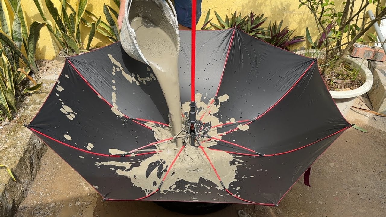 Unique Artwork from Cement and Umbrella // Great Garden Decoration Ideas for You