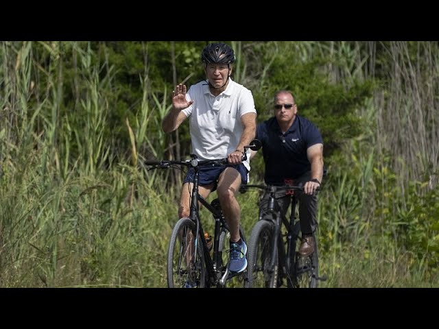 US President Joe Biden takes bike ride near beach house in Delaware