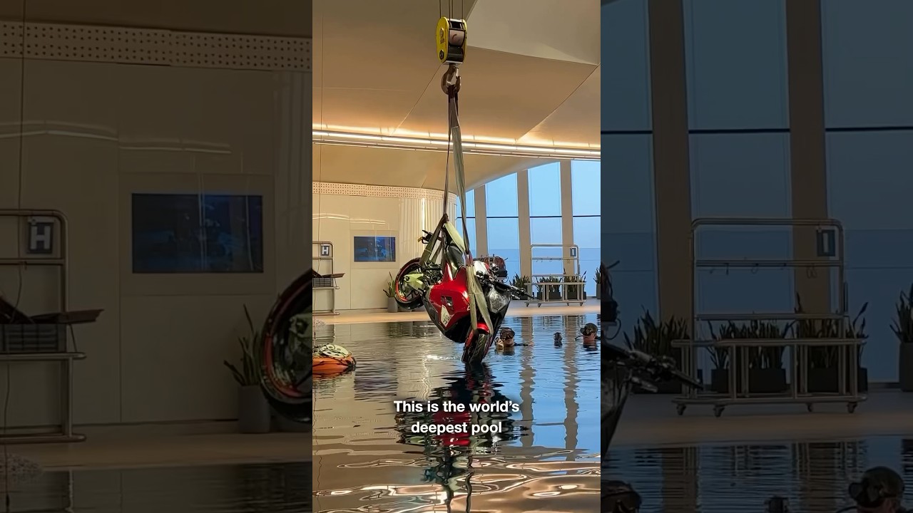 We sunk an EV Motorbike in the World’s deepest pool 🤿🏍️ @UltravioletteEV #ultraviolette #stunts
