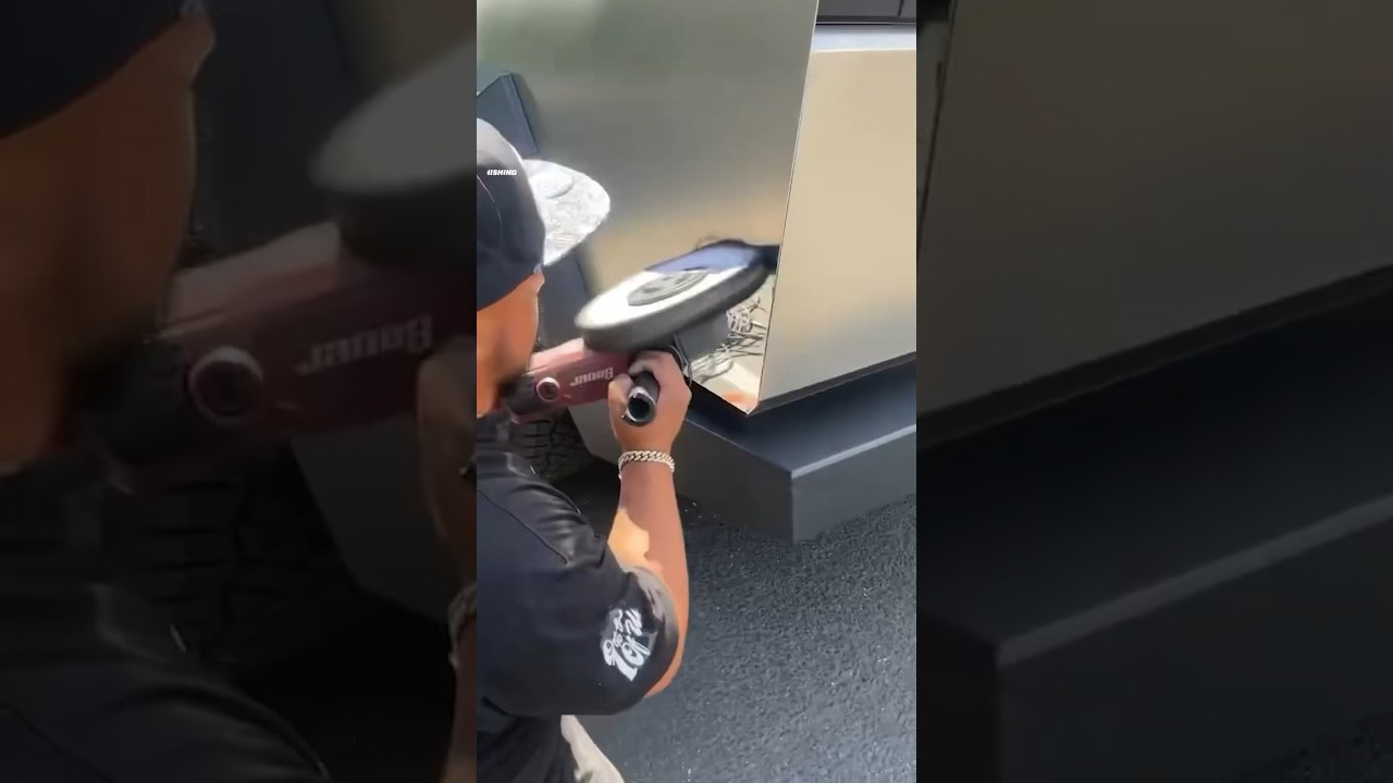 When your Tesla Cybertruck doubles as a mirror…😅 #tesla #cybertruck #cars