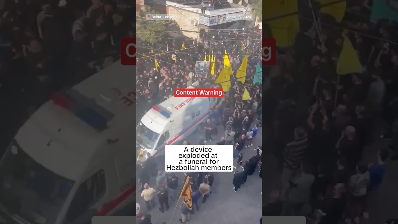 A device exploded at a funeral for Hezbollah members