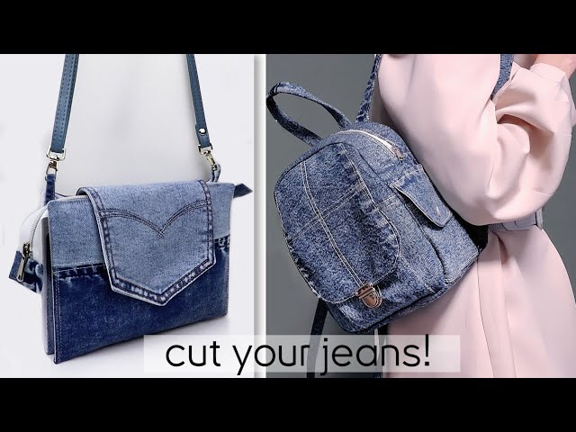 DIY Good way to Reuse old Jeans Bag Backpack Sewing at Home from cloth