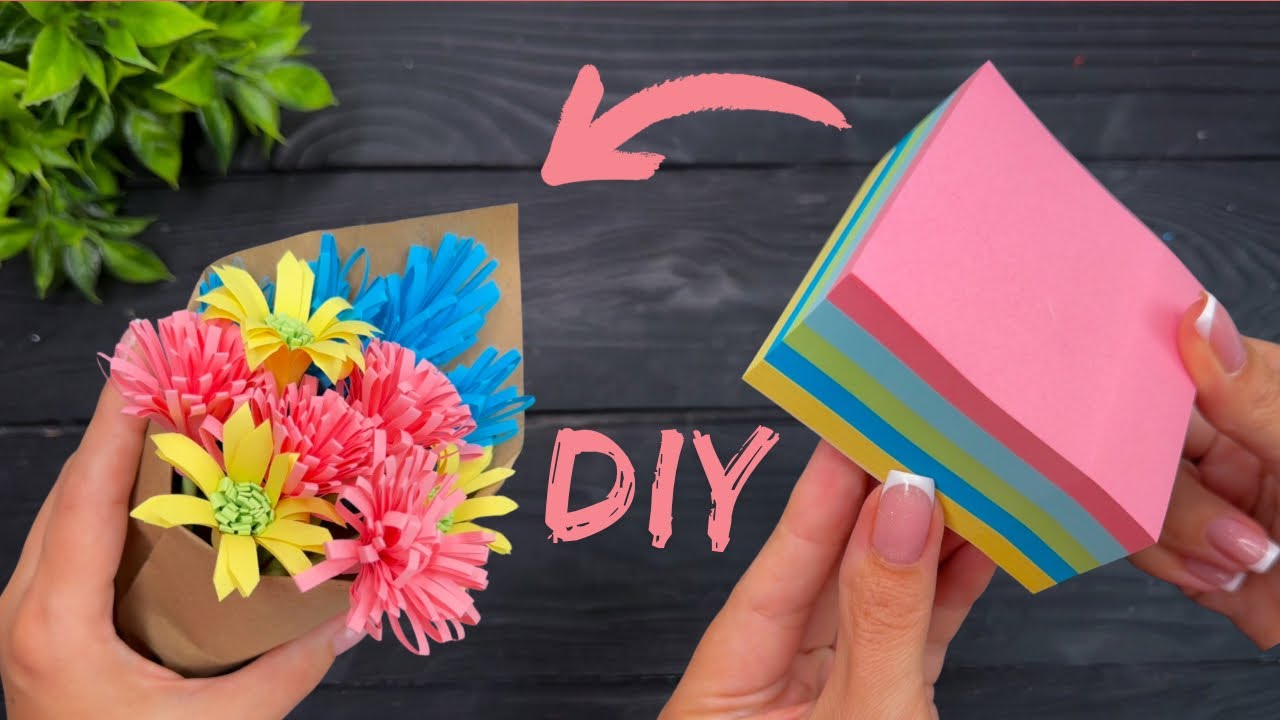 DIY Sticky Note Flowers 🌸 Beautiful Paper Flower Crafts for Beginners
