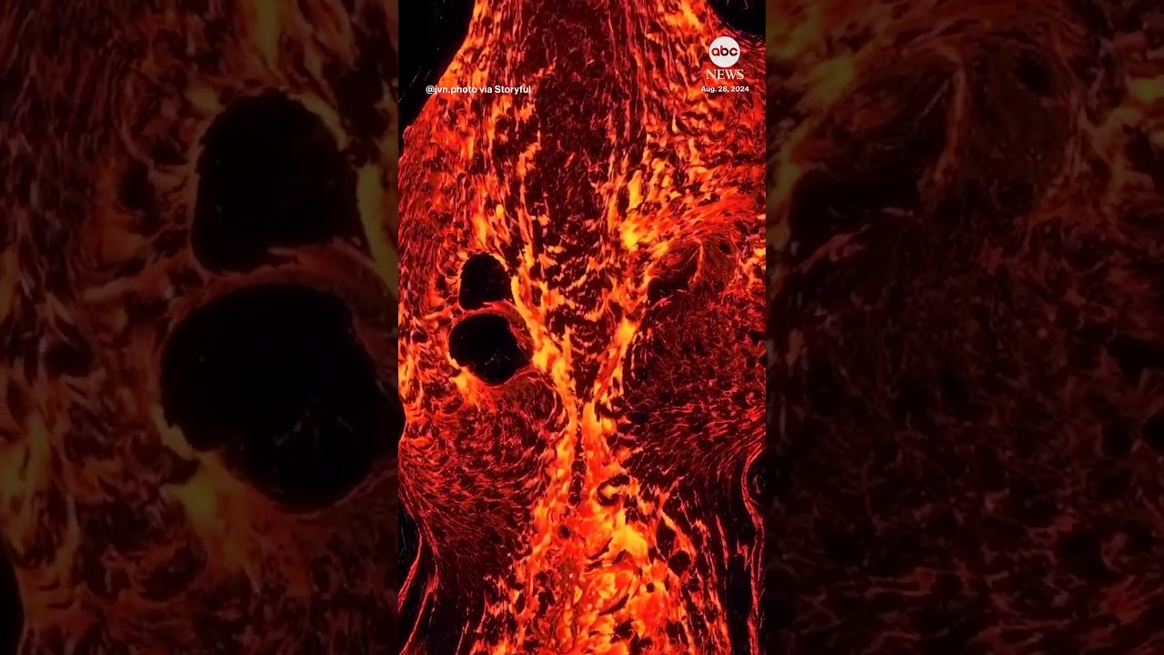 Drone captures ‘mind boggling’ shots of lava in volcano crater – ABC News