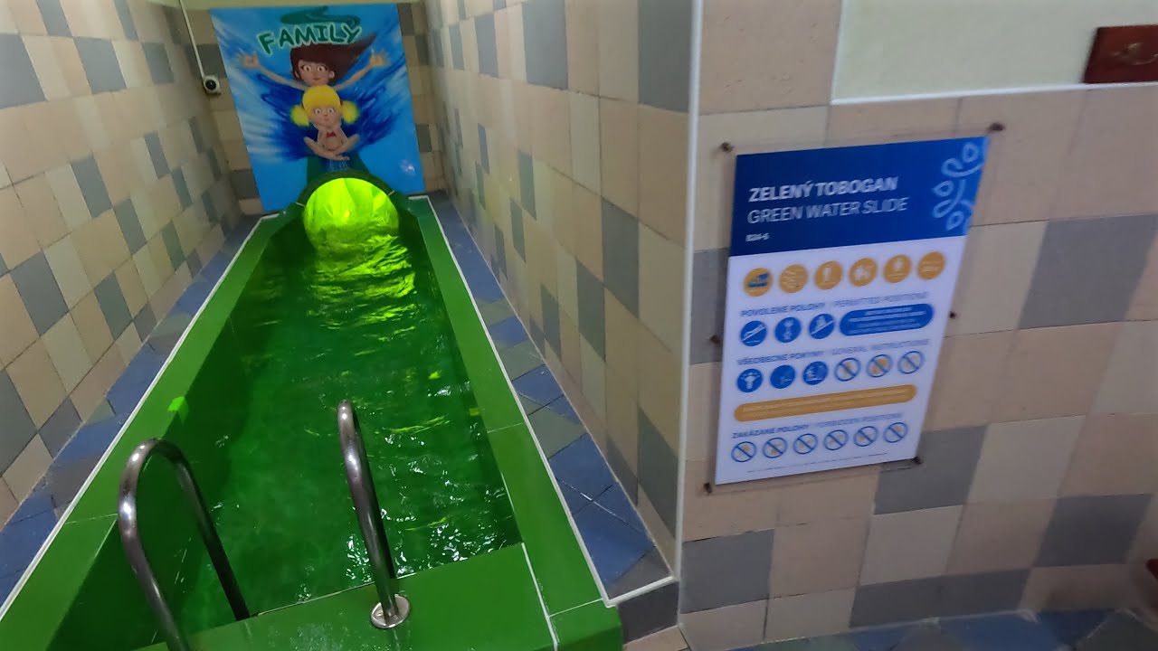 Green Water Slide 💦 at Waterpark Park Bešeňová 🇸🇰