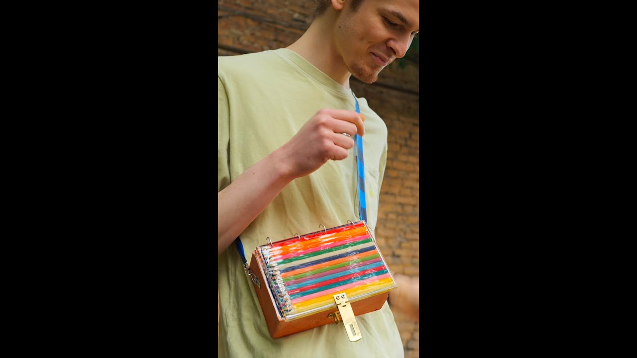 He made an amazing craft from pencils and bricks
