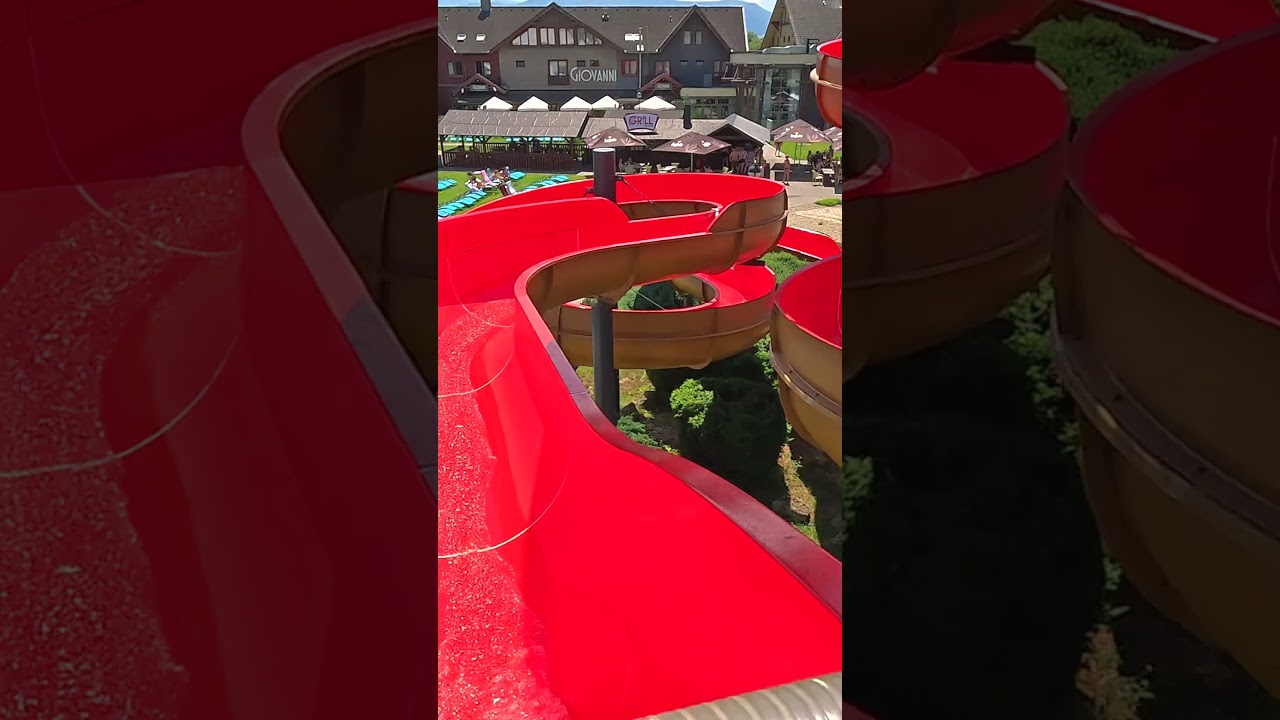 Red Thermal Water Slide 💦 at Waterpark Park Bešeňová 🇸🇰