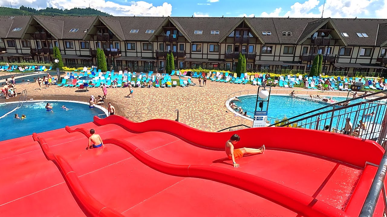 Red Wave Water Slide 💦 at Waterpark Park Bešeňová 🇸🇰