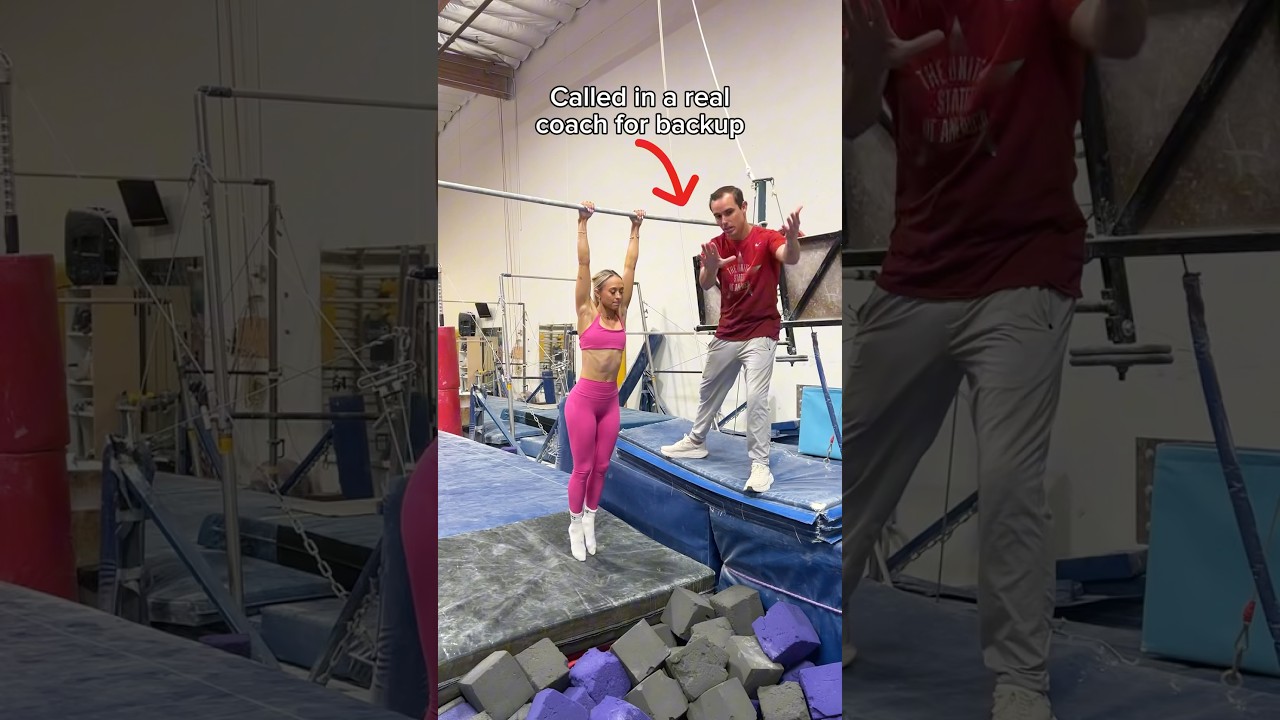 The Rybka Twins learn a high bar dismount 😂 ​⁠@TheRybkaTwins  #gymnastics #sports #fail #olympics