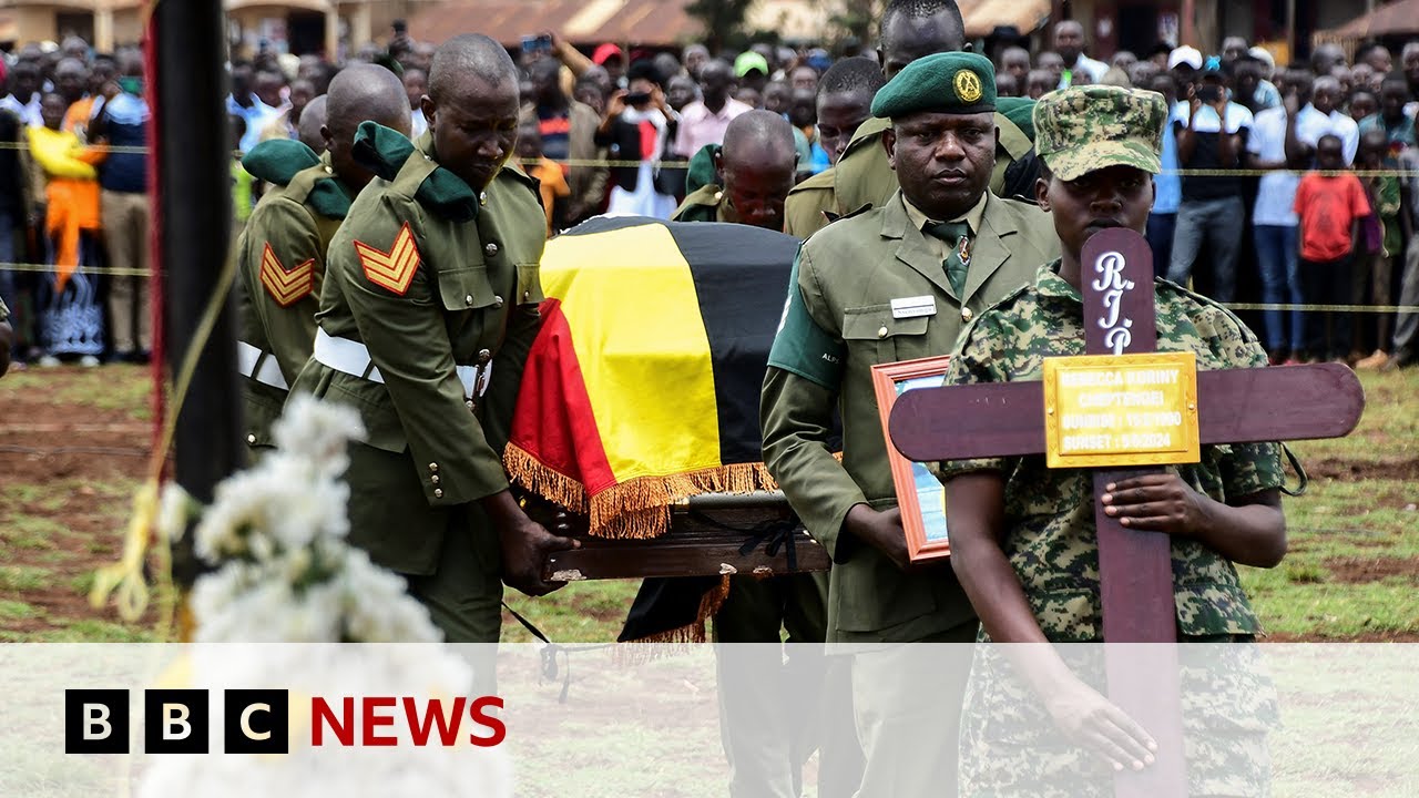 Thousands turn out for funeral of murdered Olympian Rebecca Cheptegei | BBC News